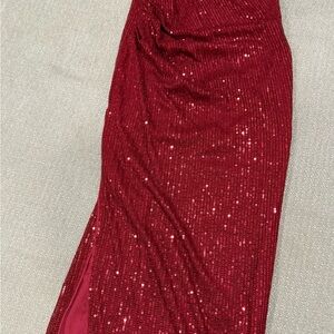SHEIN Red Sequin Prom Dress